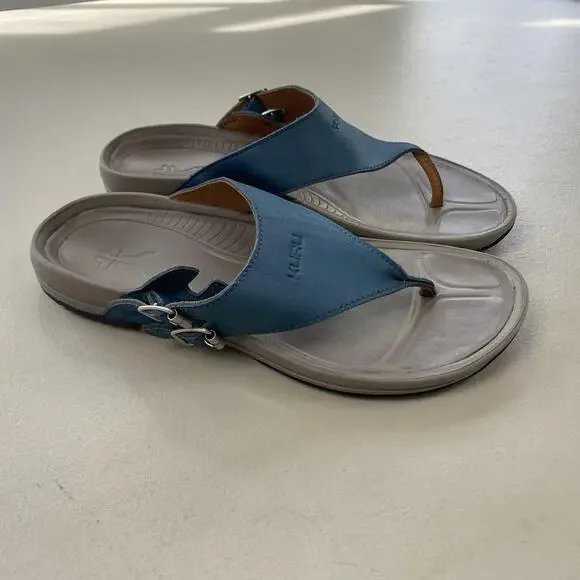 KURU Suomi Sandals Womens 9 Blue Leather Thong Buckle Comfort Arch Support Shoes - Picture 2 of 13